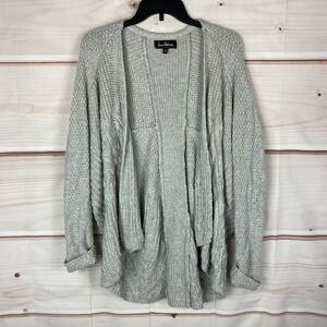 Sam Edelman Sweater Womens XS Gray Cardigan Chunky Knit Open Front Long Sleeve